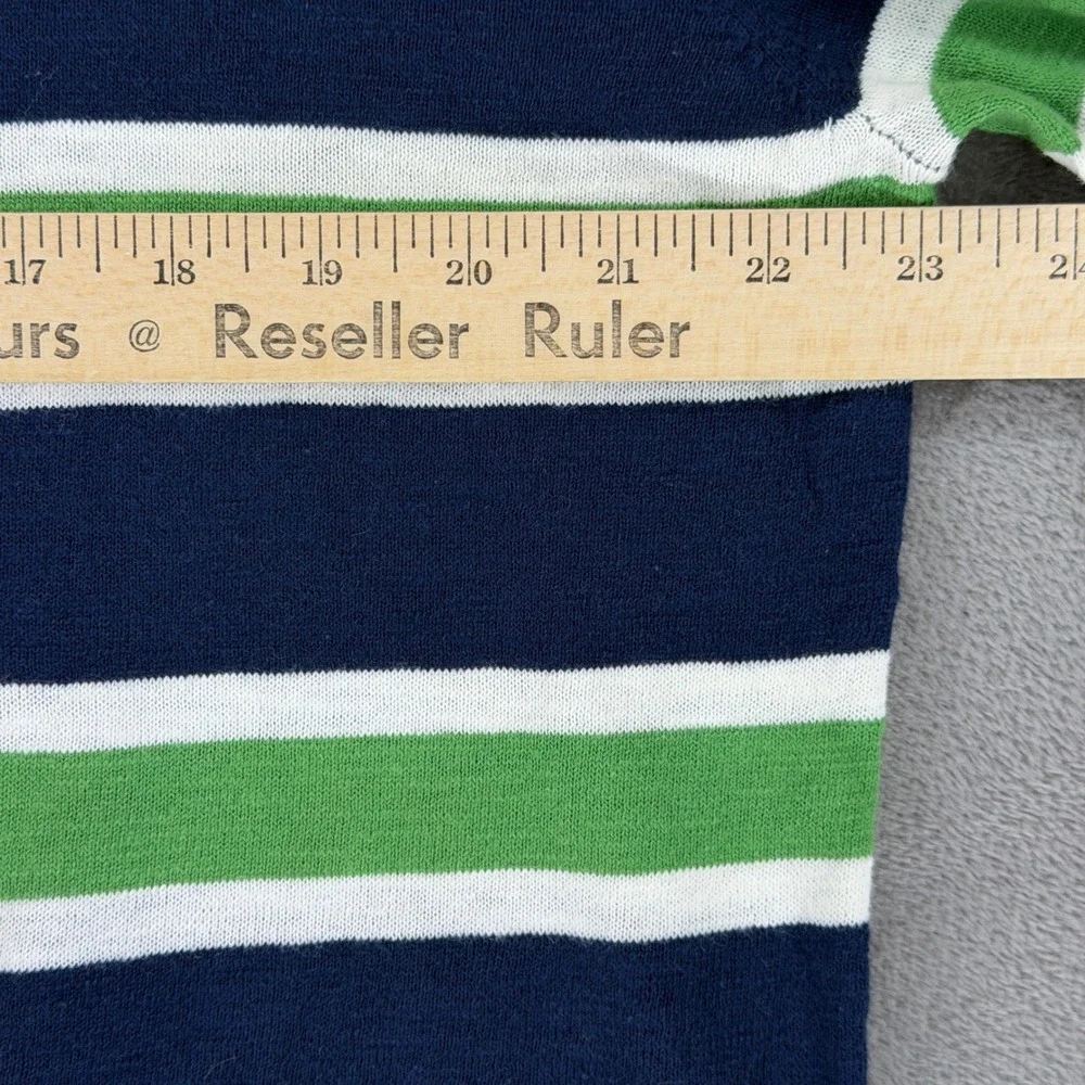 Mr Turk Mens XL Striped Cotton Crewneck Sweater Navy Blue Green White 2002900CO2